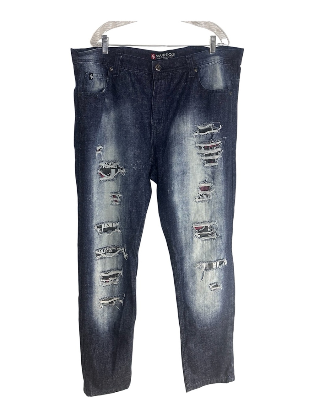 Southpole Men’s Distressed Ripped Jeans Size 40x34 Dark Wash Streetwear Y2K VTG